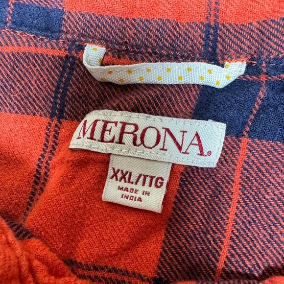 Plaid Merona Mens Red & Blue Button-Up Shirt XXL 100% Cotton Made In India - Picture 3 of 6